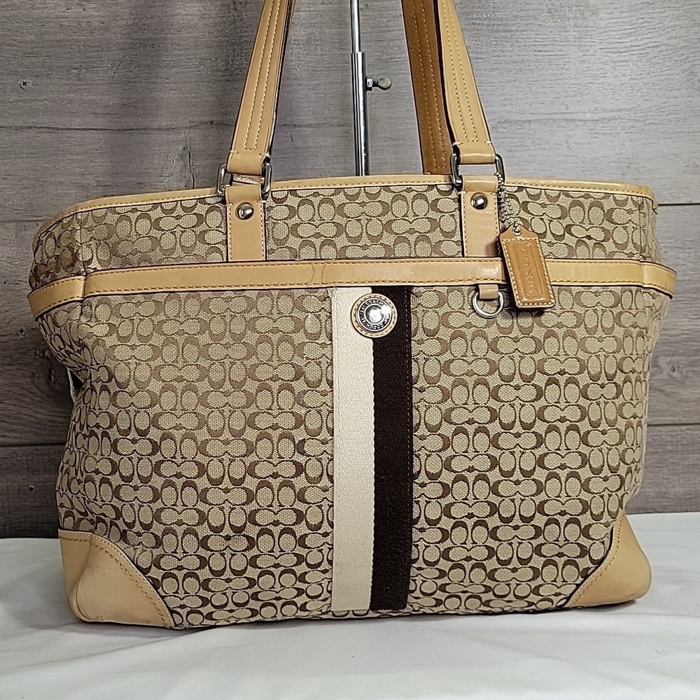 Vintage Coach Signature Canvas/Leather Crossbody Diaper Bag - Picture 2 of 16